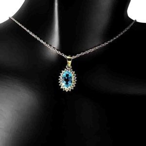 Swiss Blue Topaz .925 Sterling Silver Pendant Necklace